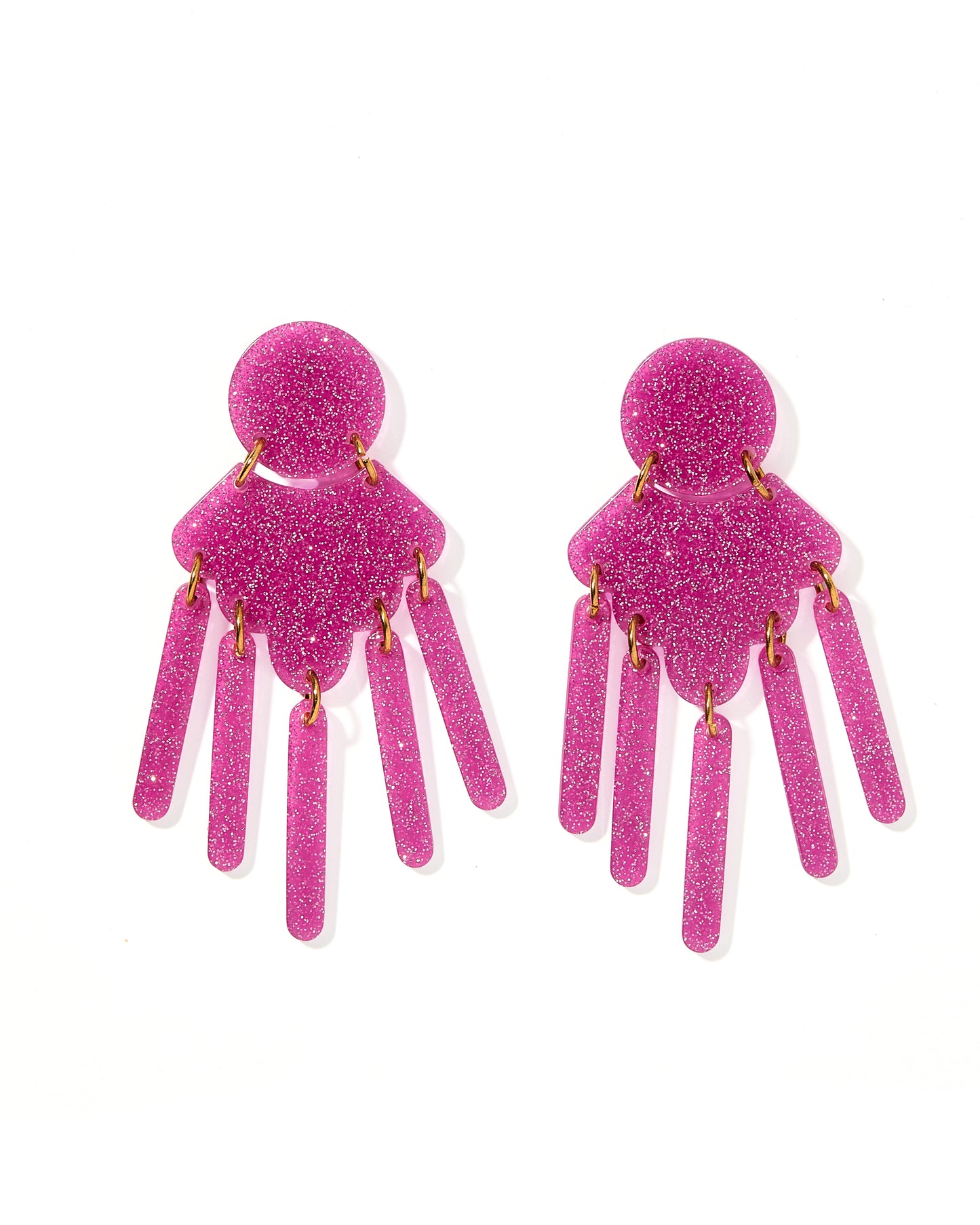 Janelle - Magenta Glitter - Earrings