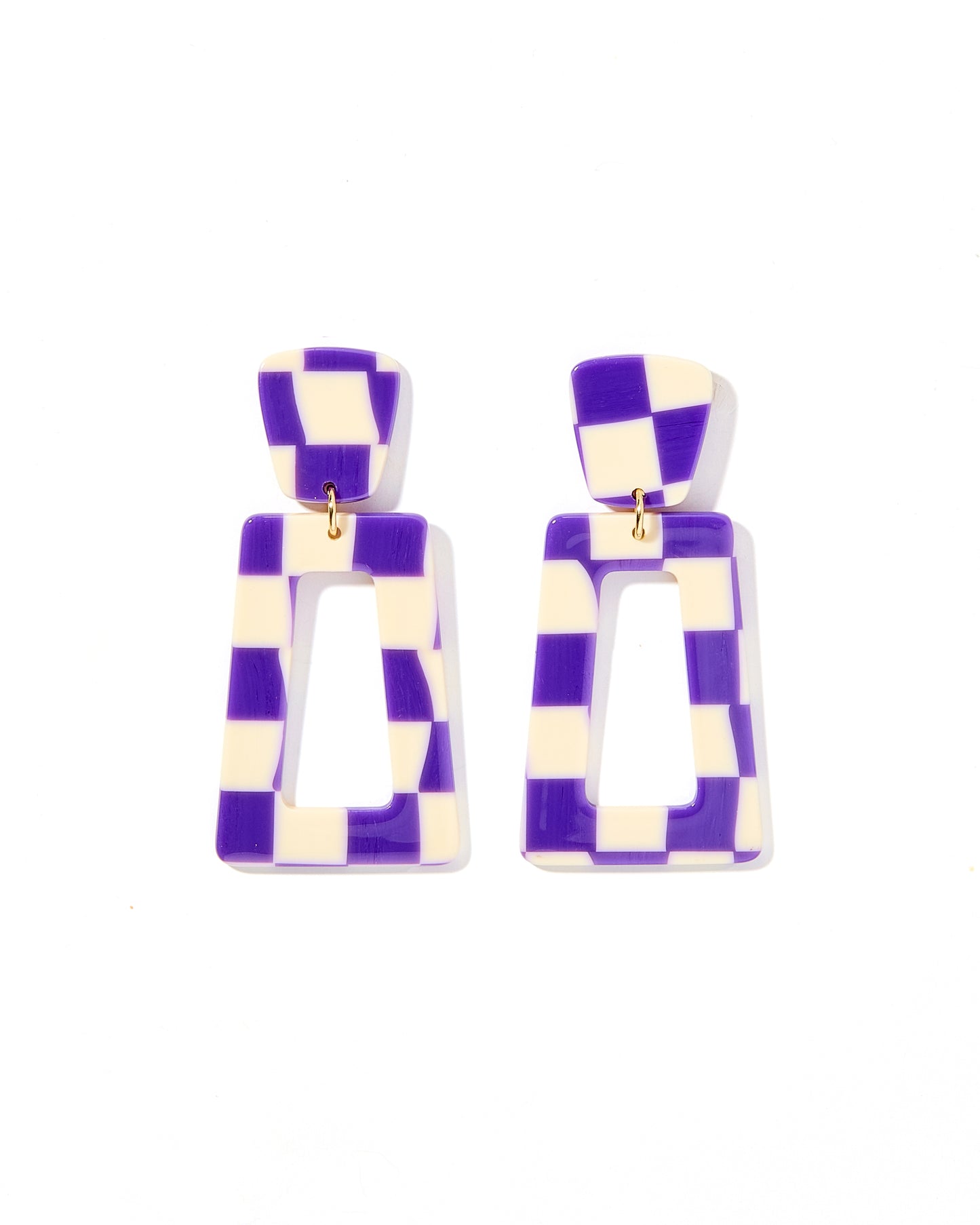 Kennedy - Purple Checkered - Earrings