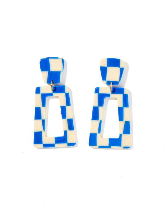 Kennedy - Blue Checkered - Earrings