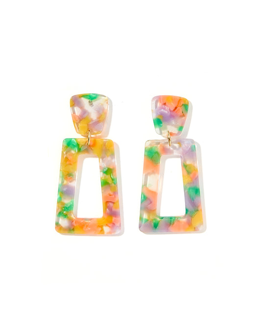 Kennedy - Pink-Green Confetti - Earrings