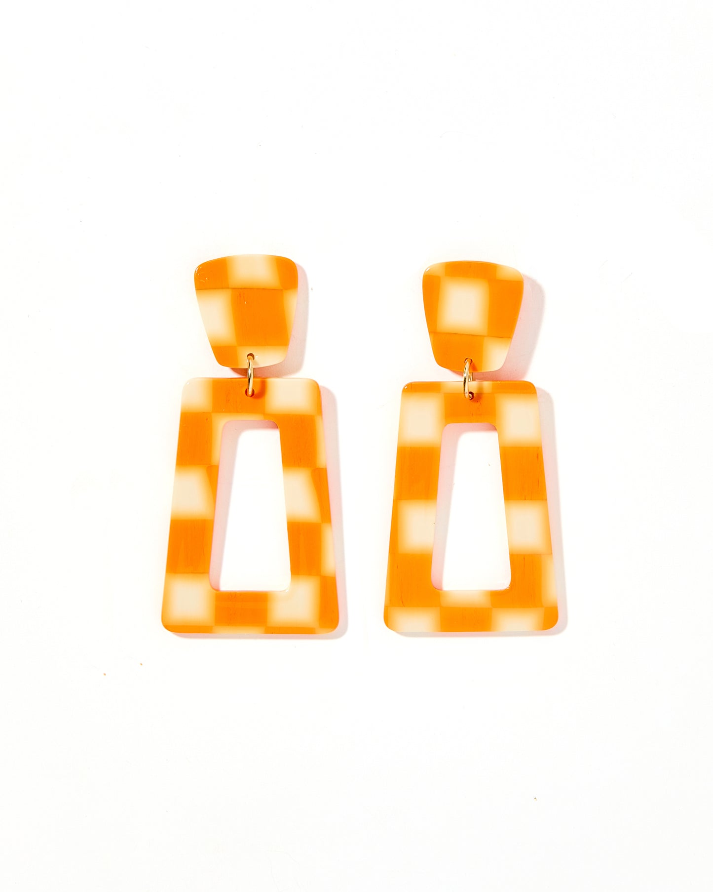 Kennedy - Orange Checkered - Earrings