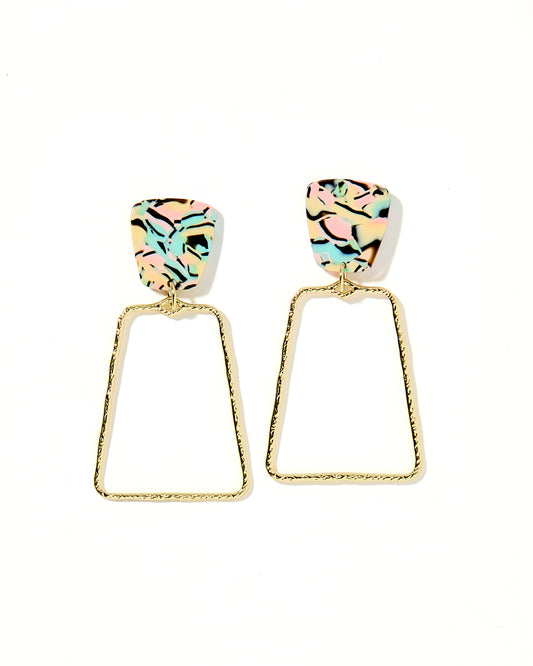 Kaelyn - Blue-Pink Retro - Earrings