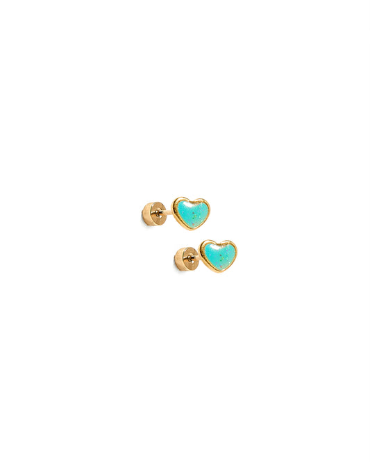 Screwback Stud - Nora Heart - Teal