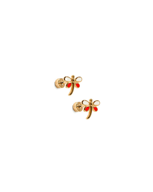 Screwback Stud - Bri Butterfly - White and Red