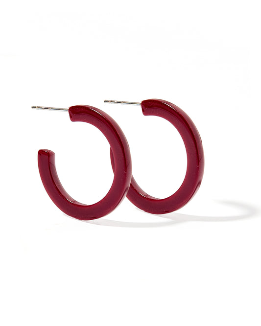 Holly - Mini Hoop - Maroon - Earrings