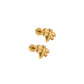 Pair of gold bee-shaped earrings on a white background