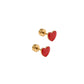 Heart-shaped earrings with gold posts on a white background