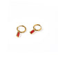 Huggie Charm Earrings - Edith Red Gold