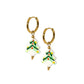 Huggie Charm Earrings - Christmas Tree White