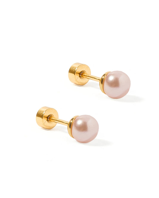 Screwback Stud Earrings - Payton Pearl Pink 5mm
