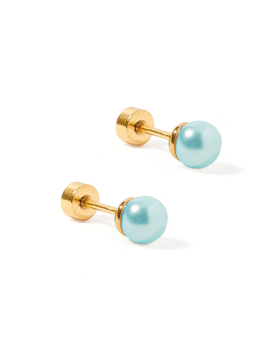 Screwback Stud Earrings - Payton Pearl Blue 5mm