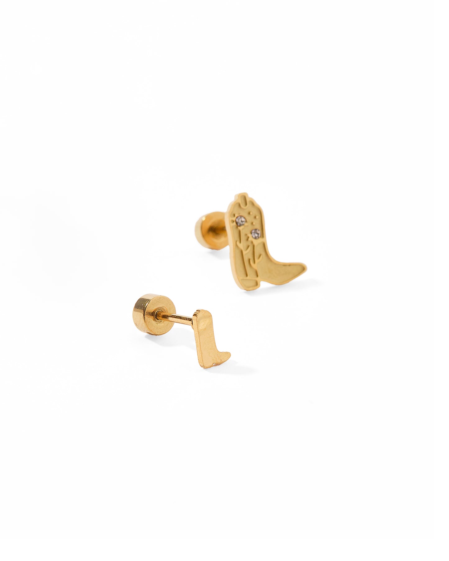 Screwback Stud Earrings - Petite Cowgirl Boot