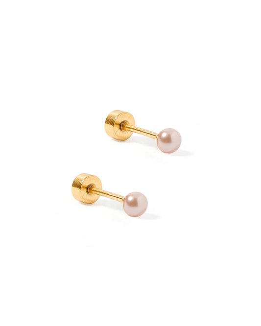 Screwback Stud Earrings - Payton Pearl Pink 3mm