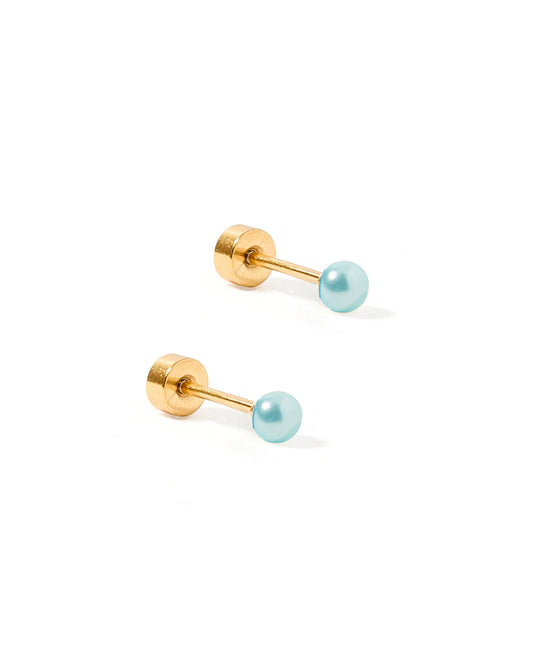 Screwback Stud Earrings - Payton Pearl Blue 3mm