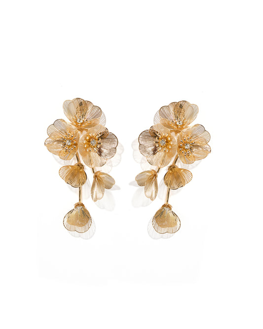 Audrey Flower Statement Earring - Gold