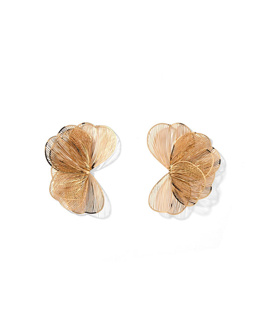 Amanda Flower Statement Earrings - Gold - LINNY CO WholesaleMetals