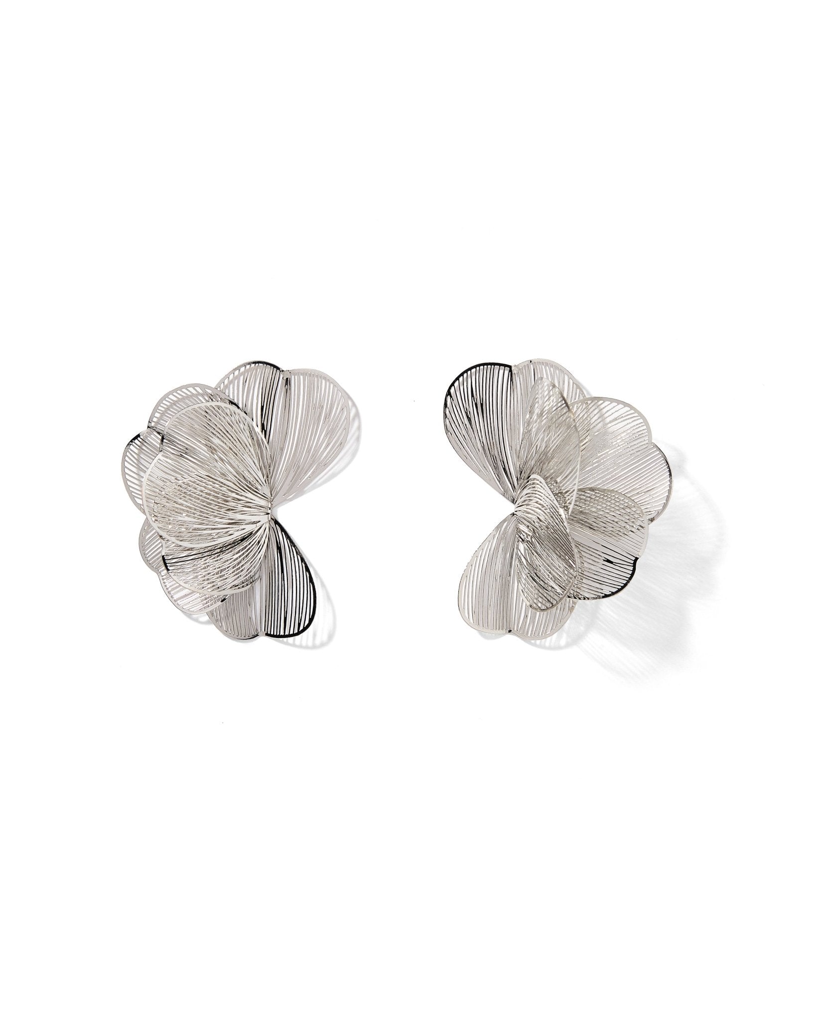 Amanda Flower Statement Earrings - Silver - LINNY CO WholesaleMetals