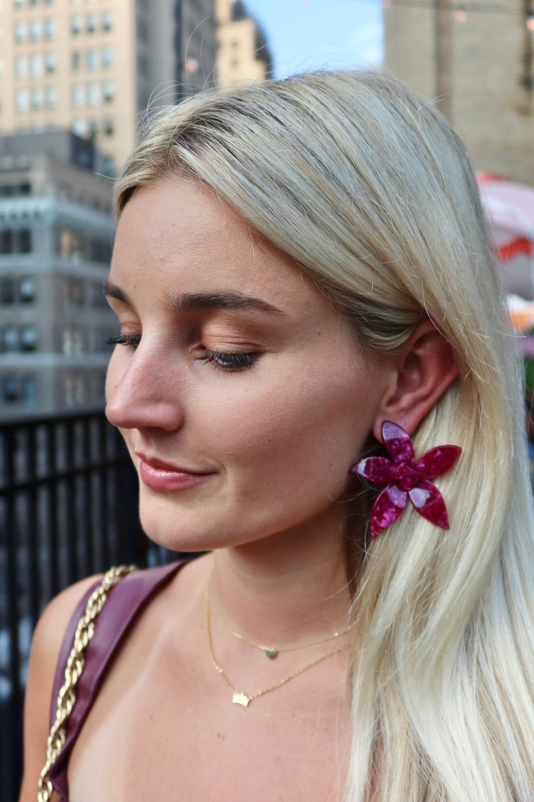 Annie Statement Earring - Pinot Noir - LINNY CO WholesaleAcetate