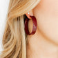 Ashley - Medium Hoop - Maroon - Earrings - LINNY CO WholesaleAcetate
