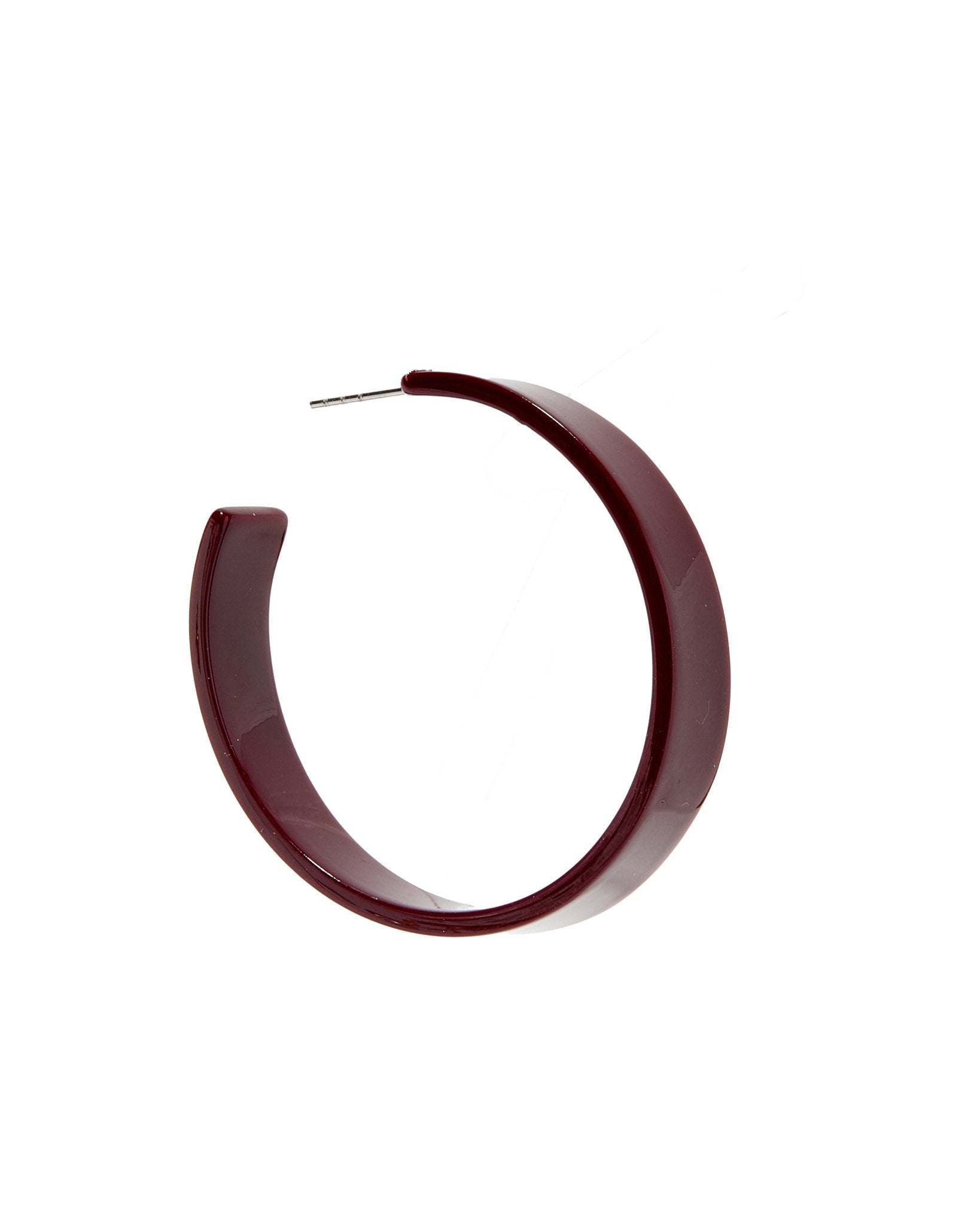 Ashley - Medium Hoop - Maroon - Earrings - LINNY CO WholesaleAcetate
