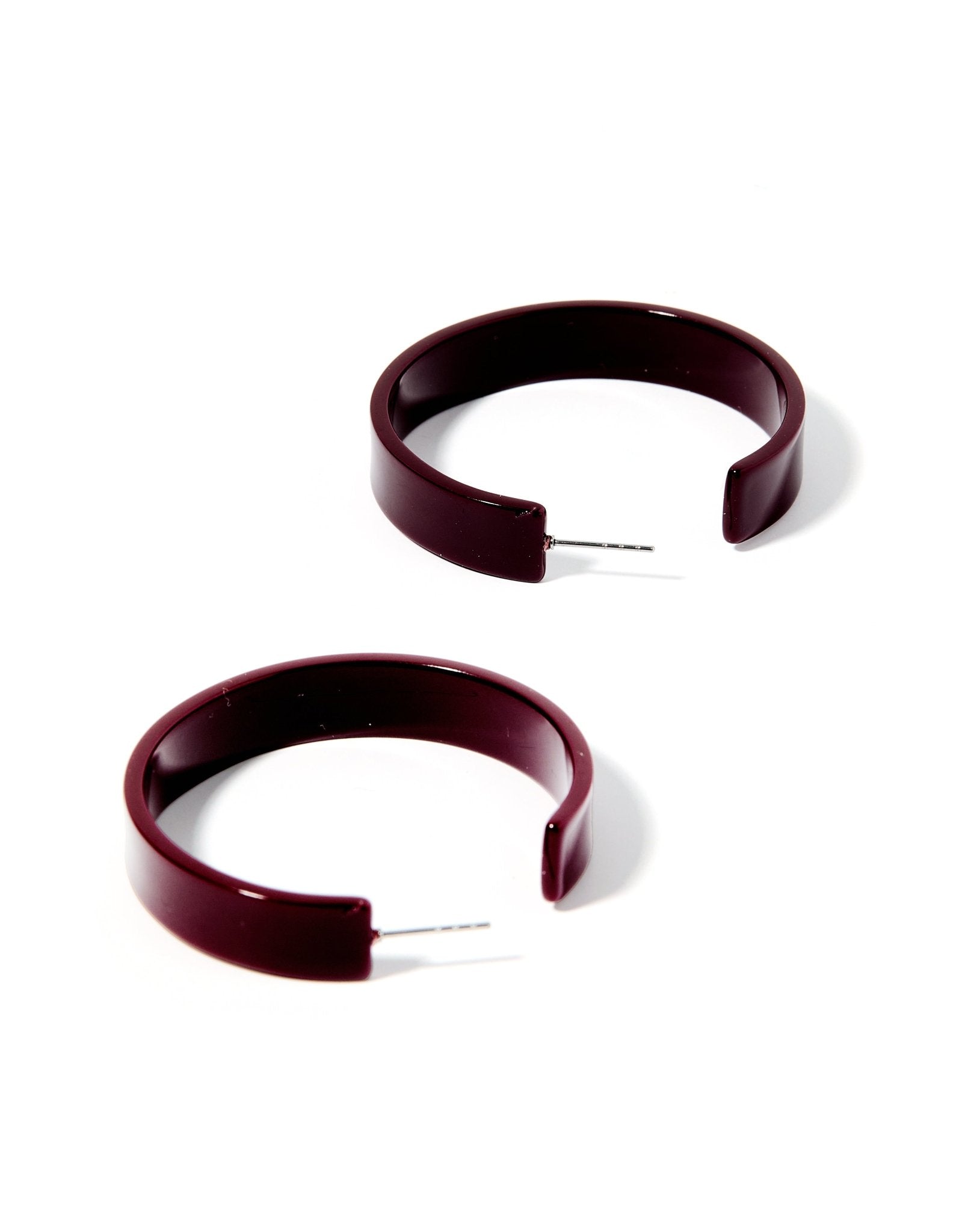 Ashley - Medium Hoop - Maroon - Earrings - LINNY CO WholesaleAcetate