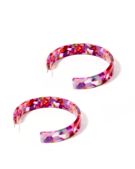 Ashley - Medium Hoop - Pink Multi - Earrings - LINNY CO WholesaleAcetate