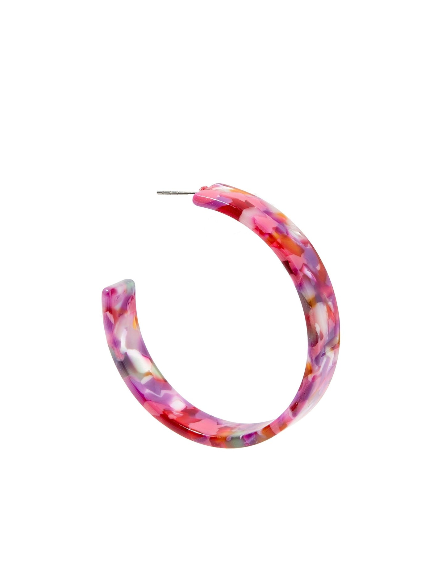 Ashley - Medium Hoop - Pink Multi - Earrings - LINNY CO WholesaleAcetate
