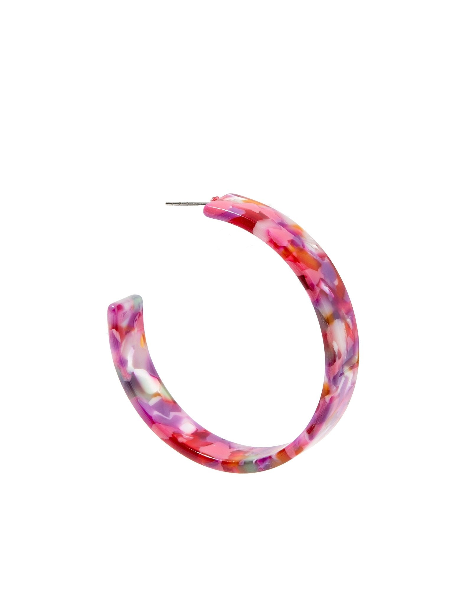 Ashley - Medium Hoop - Pink Multi - Earrings - LINNY CO WholesaleAcetate