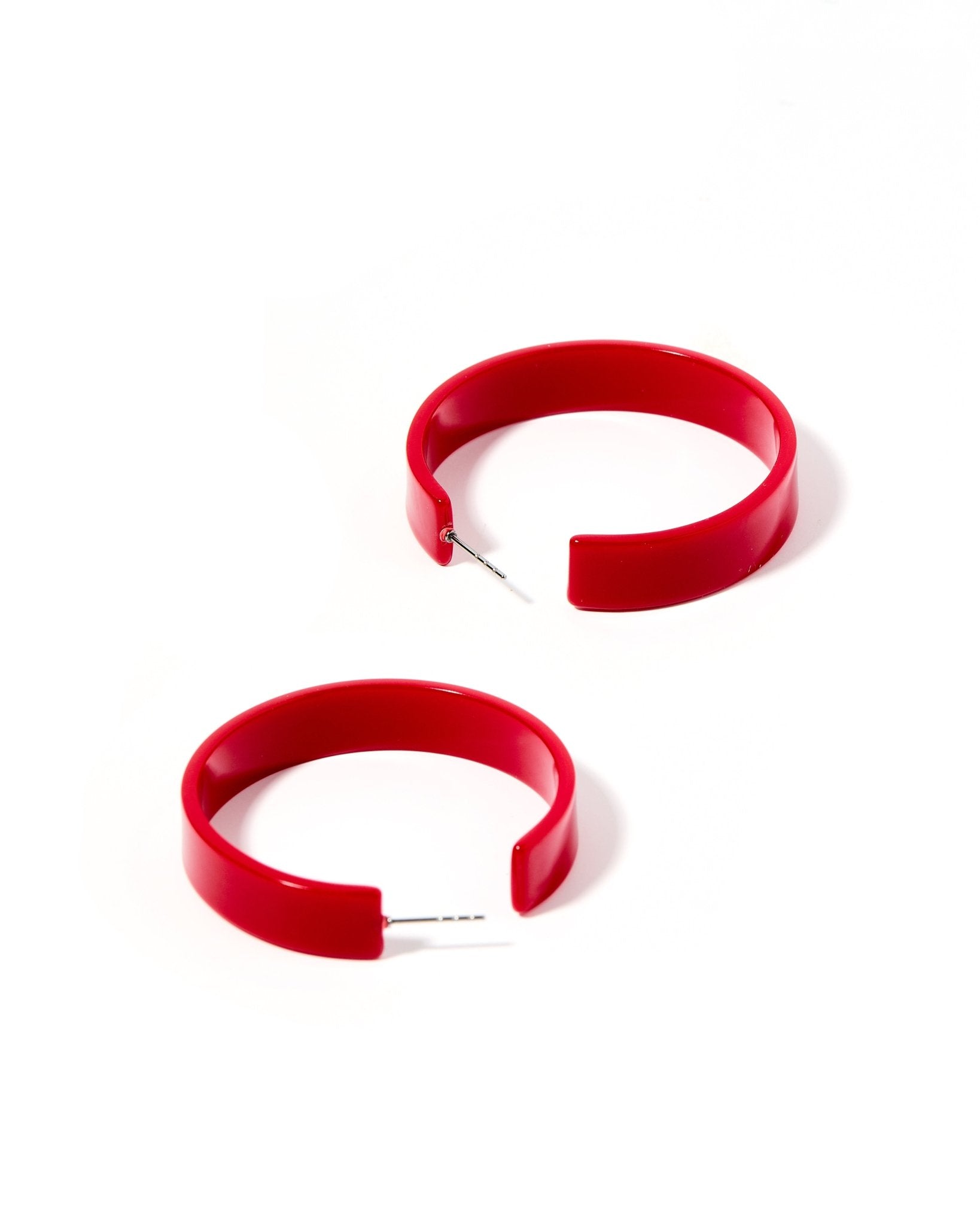 Ashley - Medium Hoop - True Red - Earrings - LINNY CO WholesaleAcetate
