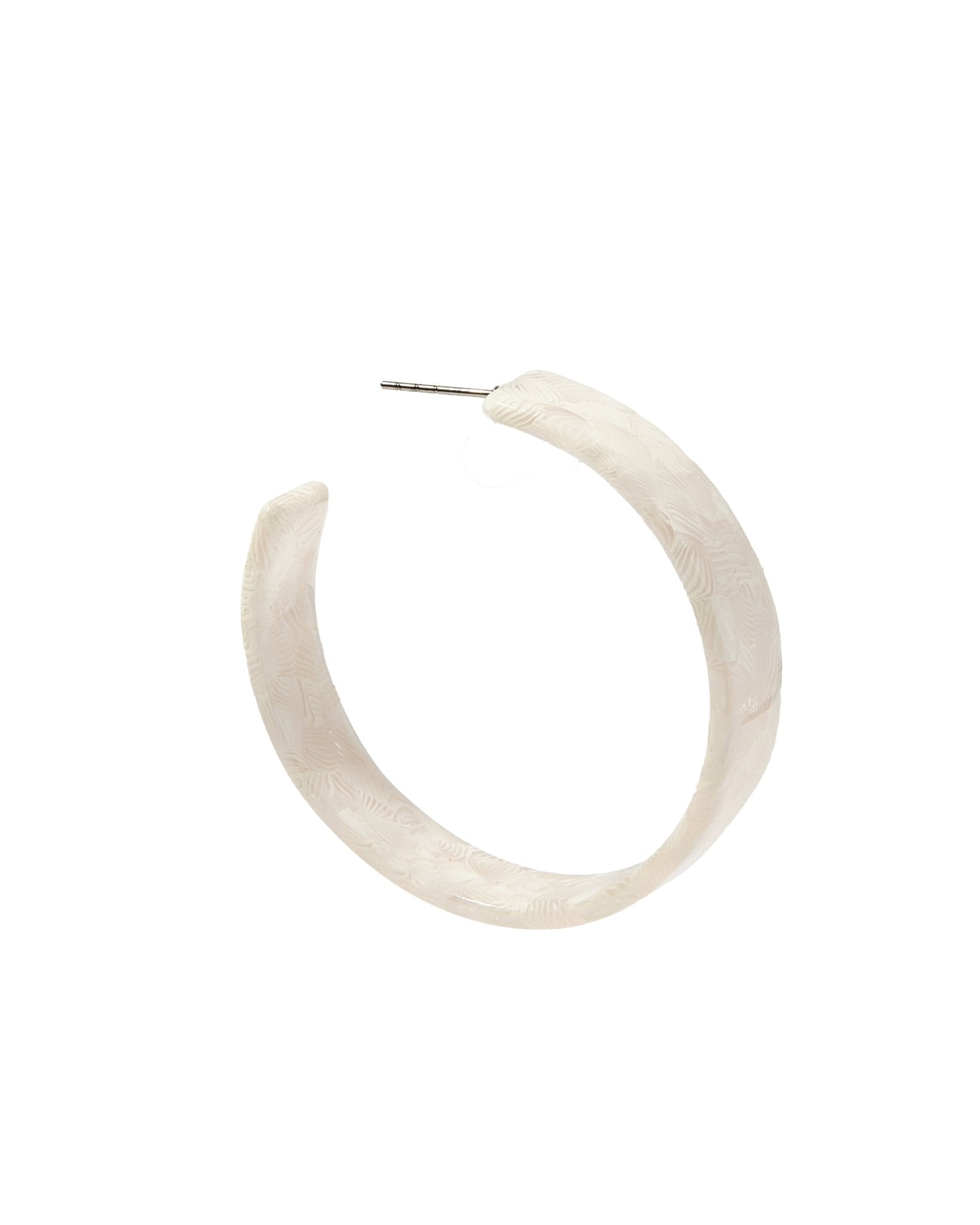 Ashley - Medium Hoop - White Shell - Earrings - LINNY CO WholesaleAcetate