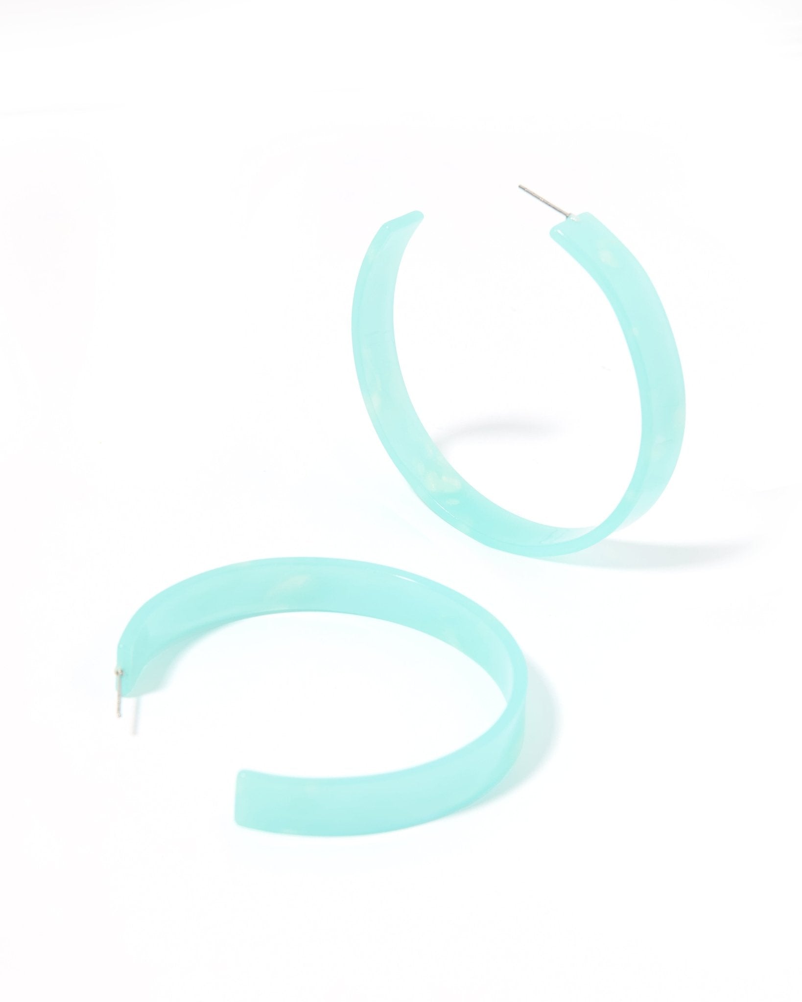 Ashley - Mega Hoop - Blue Aqua - Earrings - LINNY CO WholesaleAcetate