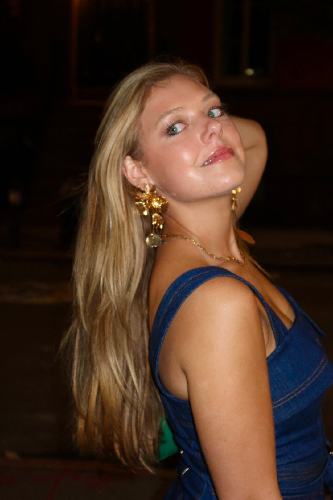 Audrey Flower Statement Earring - Gold - LINNY CO Wholesale