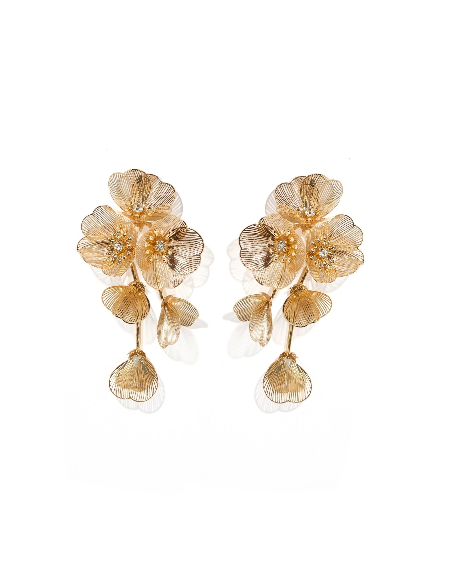 Audrey Flower Statement Earring - Gold - LINNY CO Wholesale