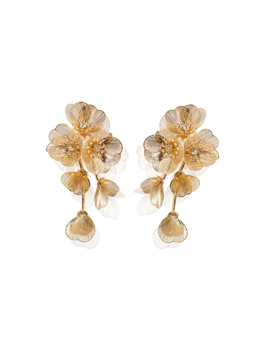 Audrey Flower Statement Earring - Gold - LINNY CO Wholesale