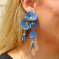Audrey Flower Statement Earrings - Blue - LINNY CO WholesaleMetal