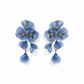Audrey Flower Statement Earrings - Blue - LINNY CO WholesaleMetal