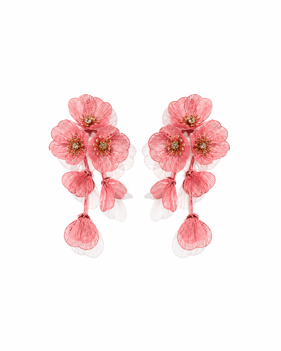 Audrey Flower Statement Earrings - Dusty Pink - LINNY CO WholesaleMetal