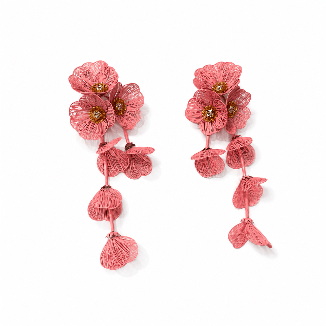 Audrey Flower Statement Earrings - Dusty Pink - LINNY CO WholesaleMetal