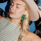 Audrey Flower Statement Earrings - Green - LINNY CO WholesaleMetal