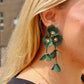 Audrey Flower Statement Earrings - Green - LINNY CO WholesaleMetal