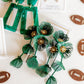 Audrey Flower Statement Earrings - Green - LINNY CO WholesaleMetal