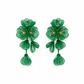 Audrey Flower Statement Earrings - Green - LINNY CO WholesaleMetal
