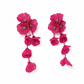 Audrey Flower Statement Earrings - Hot Pink - LINNY CO WholesaleMetal