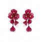 Audrey Flower Statement Earrings - Maroon - LINNY CO WholesaleMetal