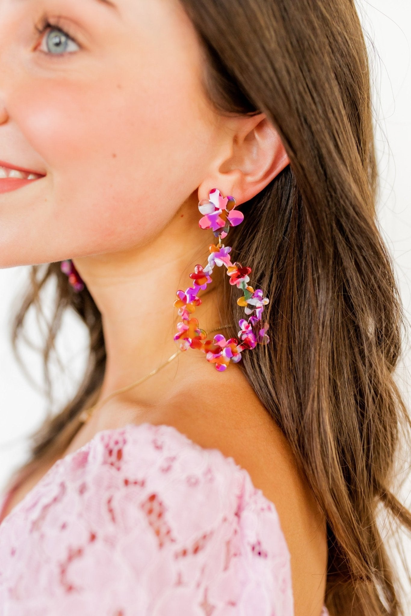 Bianca - Pink Multi - Earrings - LINNY CO WholesaleAcetate