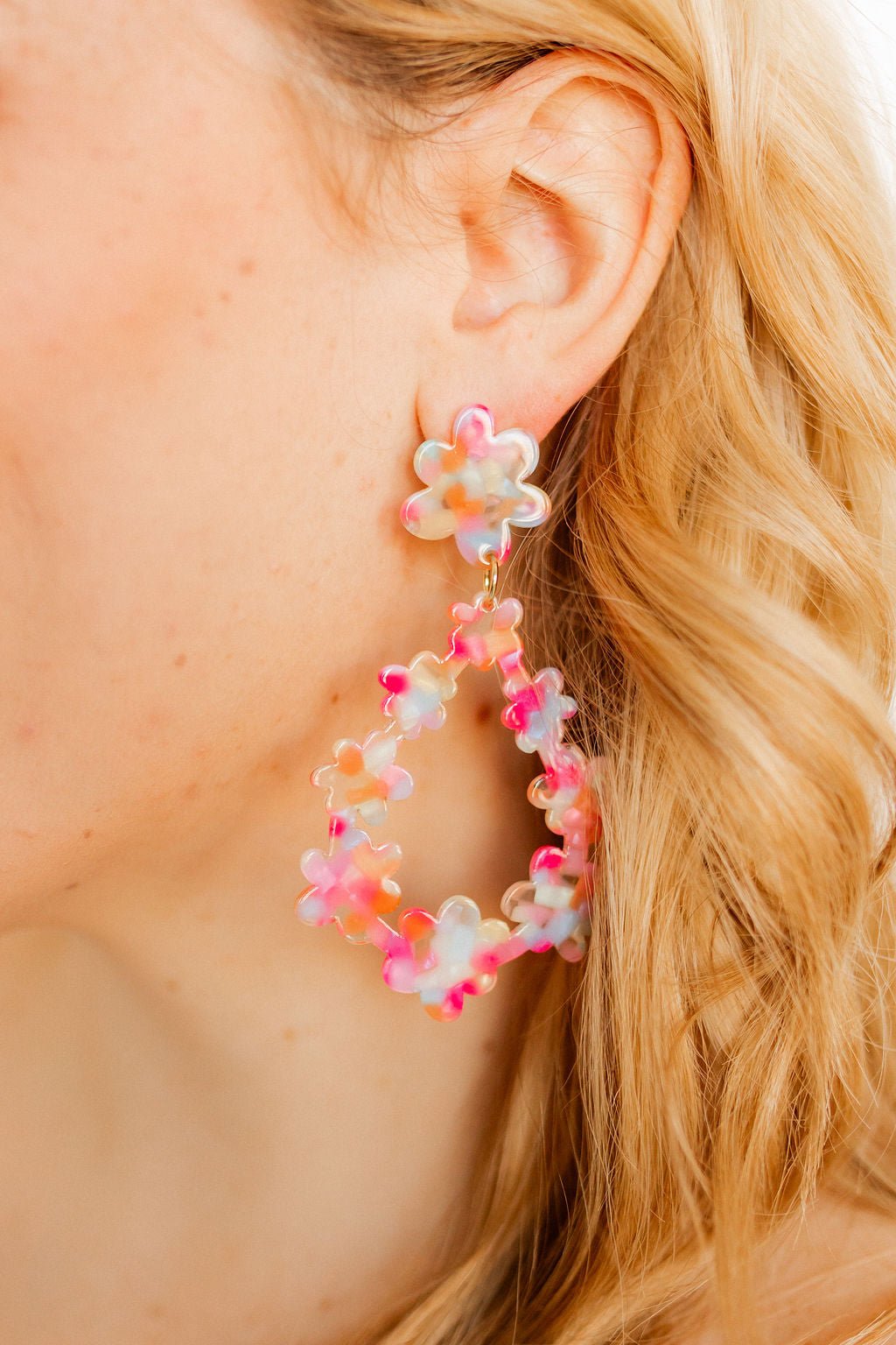 Bianca Statement Earrings - Pink Sprinkles - LINNY CO WholesaleAcetate