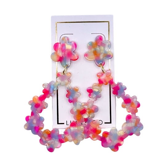 Bianca Statement Earrings - Pink Sprinkles - LINNY CO WholesaleAcetate