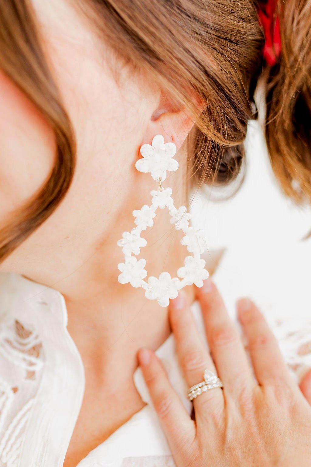 Bianca - White Shell - Earrings - LINNY CO WholesaleAcetate