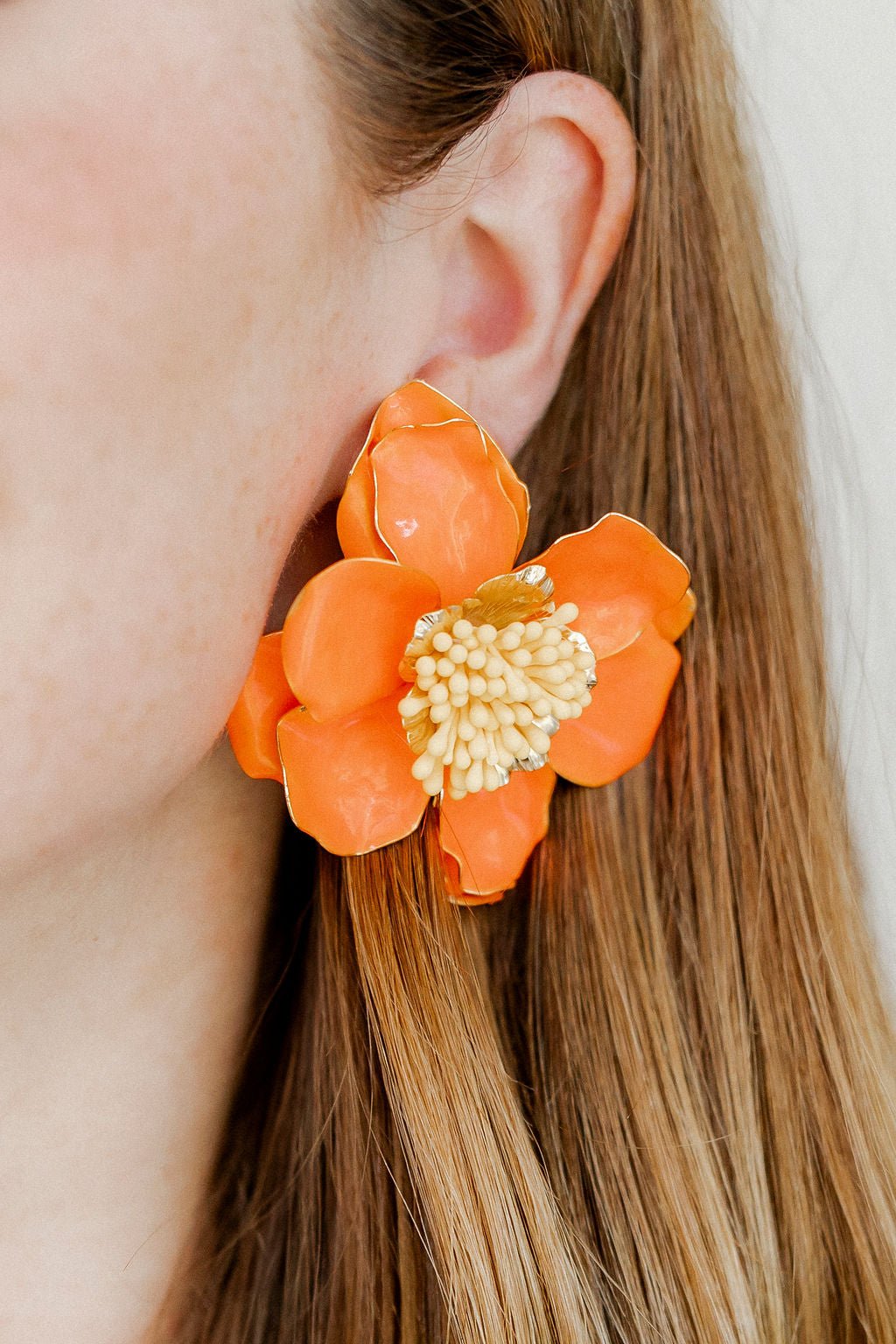 Blossom Statement Earrings - Orange - LINNY CO WholesaleMetals