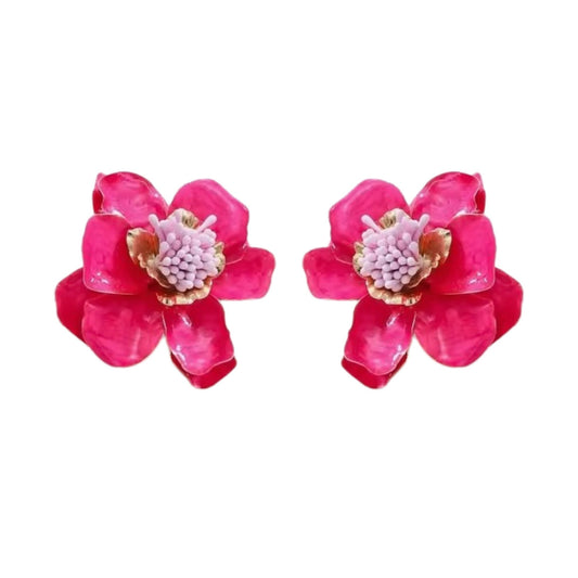 Blossom Statement Earrings - Pink - LINNY CO WholesaleMetals